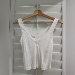 Brandy Melville White Ribbed Tank Top